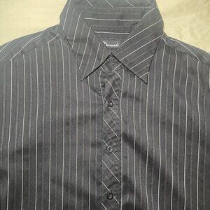 7 Diamonds Shirt Mens XL Black Purple Striped Casual Button Down Long Sleeve